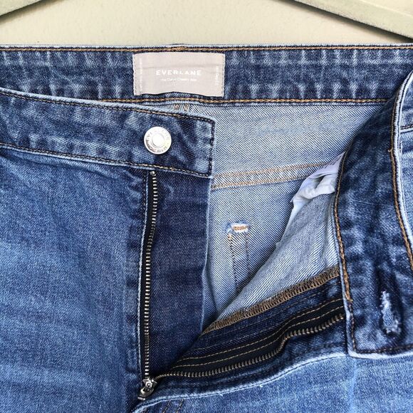 Everlane The Curvy Cheeky Jean 33 Ankle High Rise Raw Hem Mid Blue Preppy Modern - Picture 6 of 16